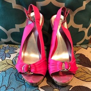 *SOLD* Deb Pink Slingback Wedge Heels- sz 7.5